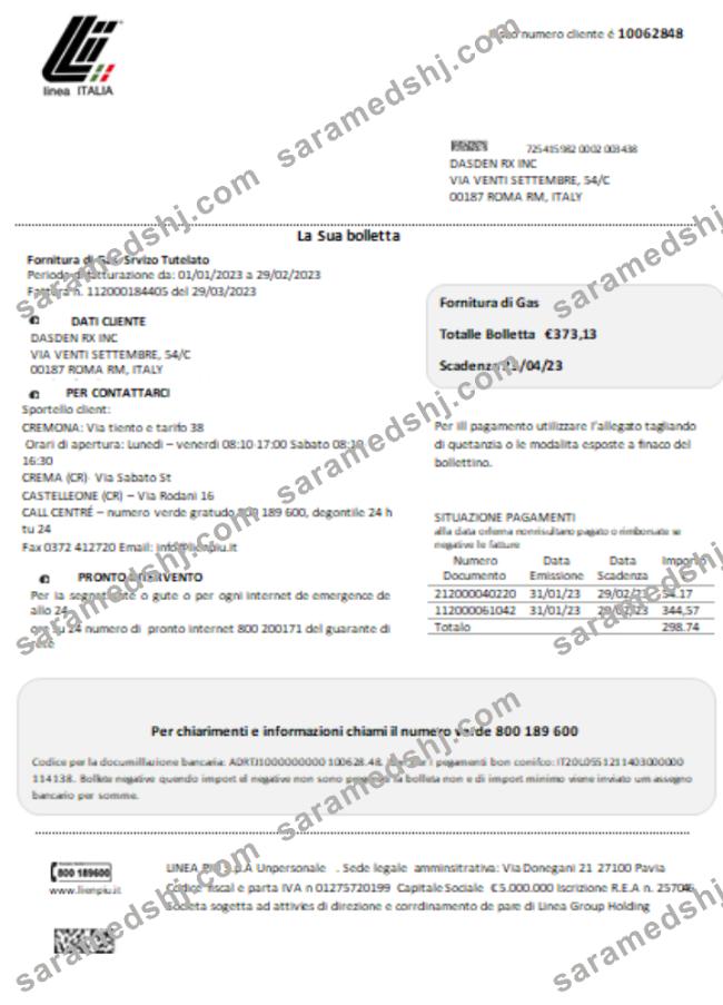 Linea Italia utility business bill,  SCR